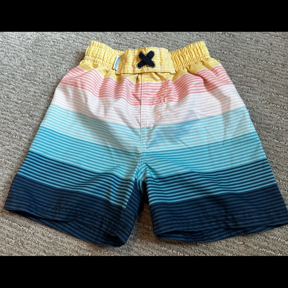 Colorful Striped Kids Swim Trunks